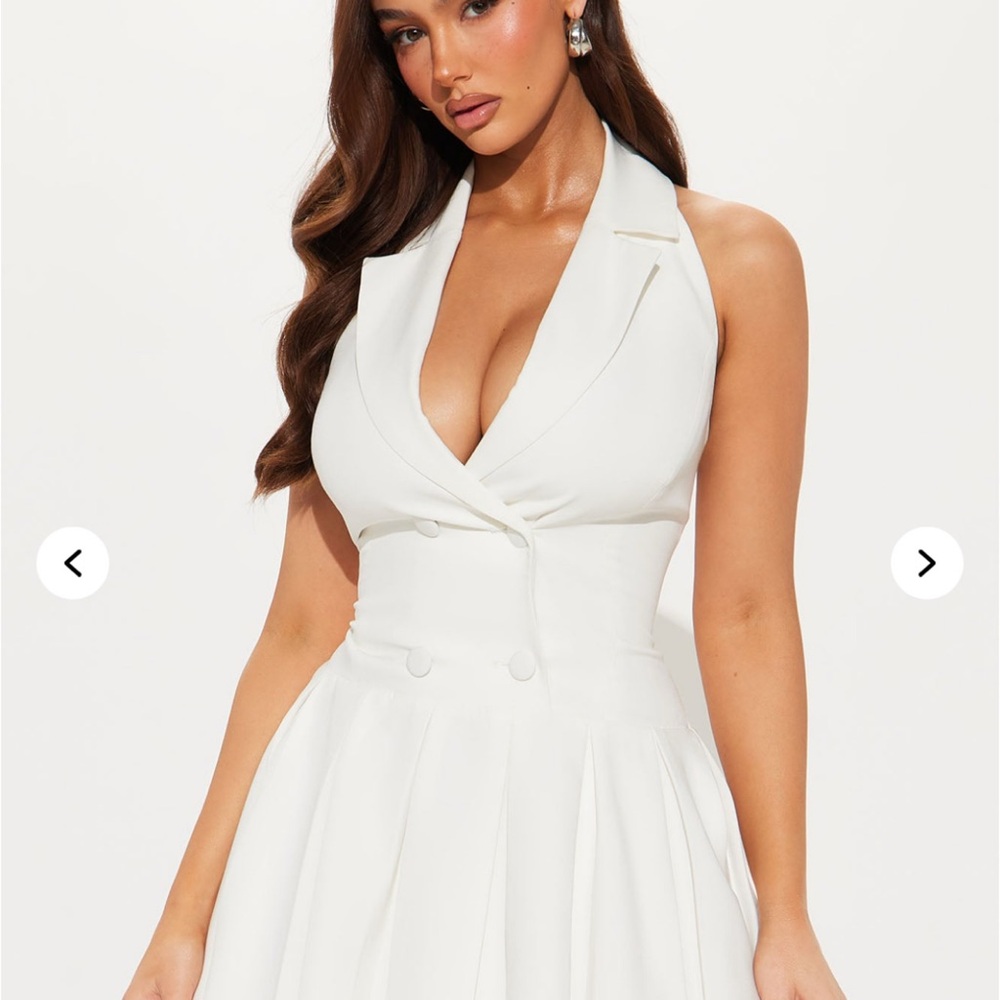 Elegant White Halter Dress (Fashion Nova)